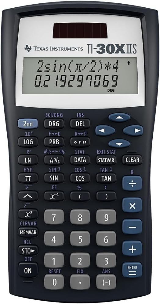Instruments TI-30XIIS Scientific Calculator, Black with Blue Accents