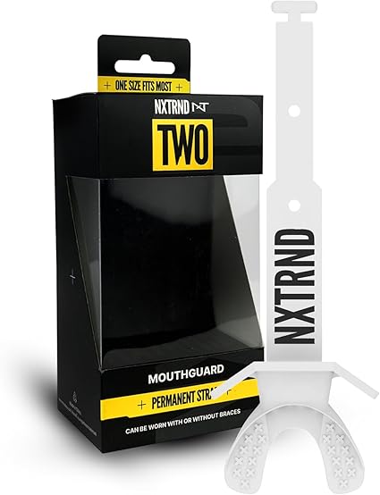Two Football Mouth Guard, Football Mouthpiece with Strap, Fits Adult & Youth (White