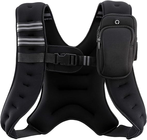 Weighted Vest, 6lb/8lb/12lb/16lb/20lb/25lb/30lb Weight Vest with Reflective Stripe for Workout, Strength Training, Running, Fitness, Muscle Building, Weight Loss, Weightlifting