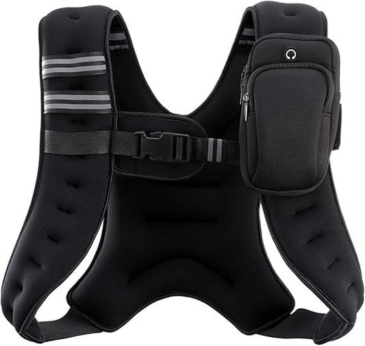 Weighted Vest, 6lb/8lb/12lb/16lb/20lb/25lb/30lb Weight Vest with Reflective Stripe for Workout, Strength Training, Running, Fitness, Muscle Building, Weight Loss, Weightlifting