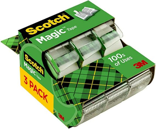 Magic Tape, 3 Dispensered Rolls, Numerous Applications, Invisible, Clear Tape Engineered for Repairing, 3/4 x 300 Inches